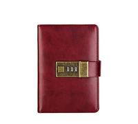 RYRYR Libreta de cuero sintético con contraseña, estilo vintage, color vino tinto, tamaño A7, retro, cerradura, código diario, 1 unidad, combinación notas, europeo exquisito