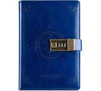 RYRYR Libreta de cuero sintético vintage con contraseña, diario secreto retro candado, libro cerradura y código, clásico blocs notas escritura combinación, acceso, 1 unidad(Blue)