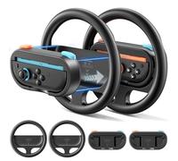 Rysker Volantes para NS 2025 Joycon 2, Volante de Carreras para Switch 2 con Grips Extraíble, Volantes Joycon 2 para Mario Kart 8 Deluxe, Interactivas Accesorios Switch 2-2 Paques, Azul & Naranja