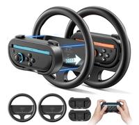 Rysker Volantes para NS 2025 Joycon 2, Volante de Carreras para Switch 2 con Grips Extraíble, Volantes Joycon 2 para Mario Kart 8 Deluxe, Interactivas Accesorios Switch 2-2 Paques, Negro