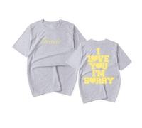 RYSXJLX Gracie Abrams Merch - Camiseta de manga corta con logotipo "I Love You I'm Sorry" para mujer y hombre, gris, S