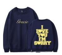 RYSXJLX Gracie Abrams Merch - Sudadera clásica de manga larga con logotipo "I Love You I'm Sorry" para mujer y hombre, azul marino, S