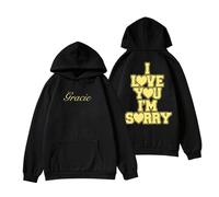 RYSXJLX Gracie Abrams - Sudadera de manga larga con capucha y texto en inglés "I Love You I'm Sorry 2024, Negro, XS