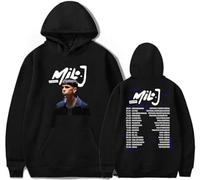 RYSXJLX Milo J 111 Sudadera con capucha Milo J Album Merch Mujeres Hombres Sudaderas Casual Moda Retro Clásica Manga Larga, Negro, XXS