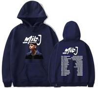 RYSXJLX Milo J 111 Sudadera con capucha Milo J Album Merch Mujeres Hombres Sudaderas Casual Moda Retro Clásica Manga Larga, azul marino, M