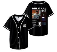 RYSXJLX Milo J Jersey Milo J 166 Album 2024 Camiseta de béisbol de manga corta para hombre y mujer, Negro, XL