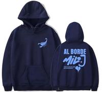 RYSXJLX Milo J Merch Al Borde Sudadera con capucha Milo J 511 Album Mujeres Hombres Sudaderas Casual Moda Retro Clásica Manga Larga, azul marino, XL