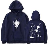 RYSXJLX Milo J Sudadera con capucha Milo J 111 Album Mujeres Hombres Sudaderas Casual Moda Retro Clásica Manga Larga, azul marino, L