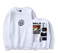 RYSXJLX Milo J Sudadera con capucha Milo J 166 Album Cuello Redondo Unisex Casual Moda Retro Clásico Manga Larga, blanco, S