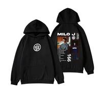 RYSXJLX Milo J Sudadera con capucha Milo J 166 Album Mujeres Hombres Sudaderas Casual Moda Retro Clásico Manga Larga (L,Negro), Negro, L
