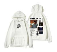 RYSXJLX Milo J Sudadera Milo J 166 Album para Mujer y Hombre, Casual, Moda Retro Clásica, Manga Larga, blanco, XS