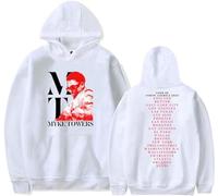 RYSXJLX Myke Towers Sudadera con capucha Myke Towers Lveu Na 23 Tour Merch Mujeres Hombres Sudadera de manga larga Streetwear, blanco, S