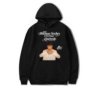 RYSXJLX Quevedo Buenas Noches Tour Sudadera con capucha 2025 para mujer y hombre, estilo hiphop, informal, de manga larga, Negro, XL