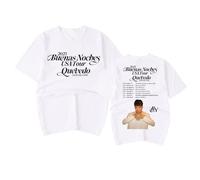RYSXJLX Quevedo Merch Buenas Noches Tour 2025 - Camiseta vintage de manga corta para mujer y hombre, blanco, XS