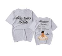 RYSXJLX Quevedo Merch Buenas Noches Tour 2025 - Camiseta vintage de manga corta para mujer y hombre, gris, M