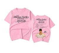 RYSXJLX Quevedo Merch Buenas Noches Tour 2025 - Camiseta vintage de manga corta para mujer y hombre, rosa, XXS