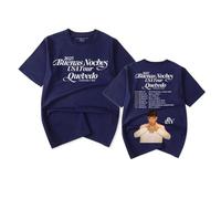 RYSXJLX Quevedo Merch Buenas Noches Tour Camiseta 2025 Nueva Mujer Hombre Moda Vintage Manga Corta, azul marino, S