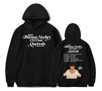 RYSXJLX Quevedo Merch Buenas Noches Tour Sudadera con capucha 2025 para mujer y hombre, estilo hiphop, casual, de manga larga, Negro, S