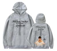 RYSXJLX Quevedo Merch Buenas Noches Tour Sudadera con capucha 2025 para mujer y hombre, estilo hiphop, casual, de manga larga, gris, S