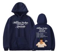 RYSXJLX Quevedo Merch Buenas Noches Tour Sudadera con capucha 2025 para mujer y hombre, estilo hiphop, casual, de manga larga, azul marino, S