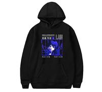 RYSXJLX Serial Experiments Lain Anime Sudadera con capucha Unisex Casual Moda Clásica Sudadera Streetwear Anime Merch, Negro, L