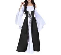 RYTEJFES Disfraz medieval para mujer, vestido medieval, disfraz de reina para mujer, talla 4XL, ropa negra, ropa de algodón, disfraz de princesa, caballero, disfraz de pirata, color rosa