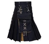 RYTEJFES Escocés para Hombre; Medieval Cuadros Bolsillos Kilt Tradicional Gótica Falda Escocesa Falda Elast Tartán Rojos Faldas Escocia Talla Grande Plisada Disfraz de Carnaval E58