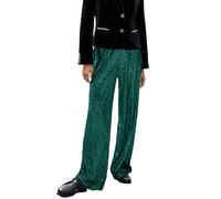 RYTEJFES Festival Outfit Damen Glitzer Hose Lang Glitzerhose Clubwear Schlaghose Disco Hohe Taille Rave Glockenhose Glitzernd Pailettenhose Pailletten Party Nochevester, verde, XL