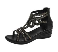 RYTEJFES Sandalias Cómodas Mujer Sandalias Mujer Cuñas Doradas Sandalia Negra Planas Zapatos Vestir Tiras Deportivas Negras Con Plataforma Plana De Verano Elegante 38 Comodos Casual Elegantes Confort