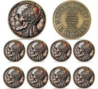 RYUKENLM 10 monedas Memento Mori de calavera desafío, símbolo de recordatorio EDC, símbolo de la fragilidad de la vida y las limitaciones del tiempo, regalos inspiradores de estoicismo para la