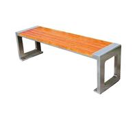 RYUQW3RE Bancos para terraza Banco de Exterior con Estructura de Acero Inoxidable en Zigzag y Asiento de Madera.(120cm)