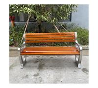 RYUQW3RE Bancos para terraza Banco de Exterior de Acero Inoxidable con Asiento de Madera de Teca y Respaldo for Espacios públicos.