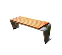 RYUQW3RE Bancos para terraza Banco de Exterior de Acero Inoxidable en Zigzag con Asiento de Madera y Placa de Parque(150cm)