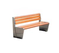 RYUQW3RE Bancos para terraza Banco de Exterior de Madera con Doble Respaldo y Acero Inoxidable for Patio(150cm)