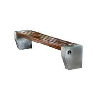 RYUQW3RE Bancos para terraza Banco de Parque de Madera de Acero Inoxidable - Jardín al Aire Libre Patio Teca Resistente(L)