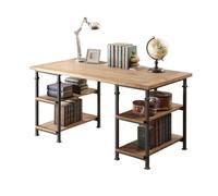 RYUQW3RE Escritorio de computadora Escritorio Vintage de Madera con estantes Abiertos de Dos Niveles, estación de Trabajo Industrial sólida for PC for Oficina en casa.(180cm)