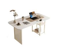 RYUQW3RE Escritorio de computadora Mesa de Oficina Blanca con estantes de Almacenamiento de 2 Niveles, Moderna y Sencilla, for Estudio, portátil y Escritura.(100cm)