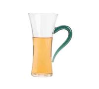 RYUQW3RE vasos de vidrio Vaso de vidrio transparente de 180 ml con mango verde oscuro