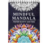 RYVE Libro para colorear de mandalas para adultos, 50 mandalas únicos para relajación y alivio del estrés, encuadernación en espiral, para mujeres y hombres, libro de atención plena para adultos