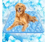 Rywell 110x80cm Alfombra Refrescante para Perros Secado Rápido,Termocrómicas Alfombra Refrescante para Perros Que Absorbe Rápidamente el Agua, No Tóxica y Antideslizante, Lavable a Máquina(Azul)
