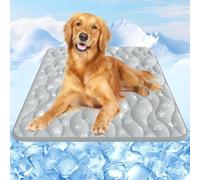 Rywell 110x80cm Alfombra Refrescante para Perros Secado Rápido,Termocrómicas Alfombra Refrescante para Perros Que Absorbe Rápidamente el Agua, No Tóxica y Antideslizante, Lavable a Máquina(Gris)