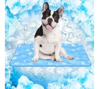 Rywell 75x50cm Alfombra Refrescante para Perros Secado Rápido, Termocrómicas Manta Fria para Perros Que Absorbe Rápidamente el Agua, No Tóxica y Antideslizante, Lavable a Máquina(Azul)