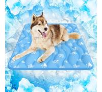 Rywell 90x70cm Alfombra Refrescante para Perros Secado Rápido,Termocrómicas Manta Fria para Perros Que Absorbe Rápidamente el Agua, No Tóxica y Antideslizante, Lavable a Máquina(Azul)
