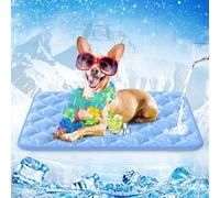 Rywell Alfombra Refrescante para Perros 50x75cm,Gruesa Manta Fria para Perros con Fibras Termocrómicas Impermeables Integradas, Lavable, No Tóxica y Antideslizante (Azul)