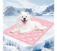 Rywell Alfombra Refrescante para Perros 70x90cm,Gruesa Manta Fria para Perros con Fibras Termocrómicas Impermeables Integradas, Lavable, No Tóxica y Antideslizante (Rosa)