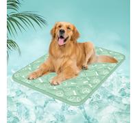 Rywell Alfombra Refrescante para Perros 80x110cm,Gruesa Manta Fria para Perros con Fibras Termocrómicas Impermeables Integradas, Lavable, No Tóxica y Antideslizante (Verde)