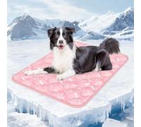 Rywell Alfombra Refrescante para Perros 80x110cm,Gruesa Manta Fria para Perros con Fibras Termocrómicas Impermeables Integradas, Lavable, No Tóxica y Antideslizante (Rosa)