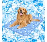 Rywell Alfombra Refrescante para Perros 80x110cm,Gruesa Manta Fria para Perros con Fibras Termocrómicas Impermeables Integradas, Lavable, No Tóxica y Antideslizante (Azul)