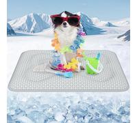 Rywell Cama Fría para Perros Extra Gruesa 50x75cm, Revestimiento PCM Alfombra Refrescante Perro Termocrómicas,Enfriamiento más Prolongado,Uso Reversible, Portable, Impermeable,Lavable(Gris)