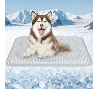 Rywell Cama Fría para Perros Extra Gruesa 70x90cm, Revestimiento PCM Alfombra Refrescante Perro Termocrómicas,Enfriamiento más Prolongado,Uso Reversible, Portable,Impermeable,Lavable(Gris)
